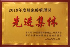 祝贺荆门市锦科钙业股份有限公司获得二0一九年度“先进集体”称号