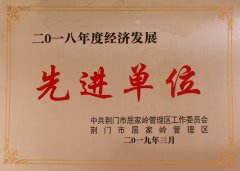 祝贺荆门市锦科钙业股份有限公司获得二0一八年度“先进单位”称号